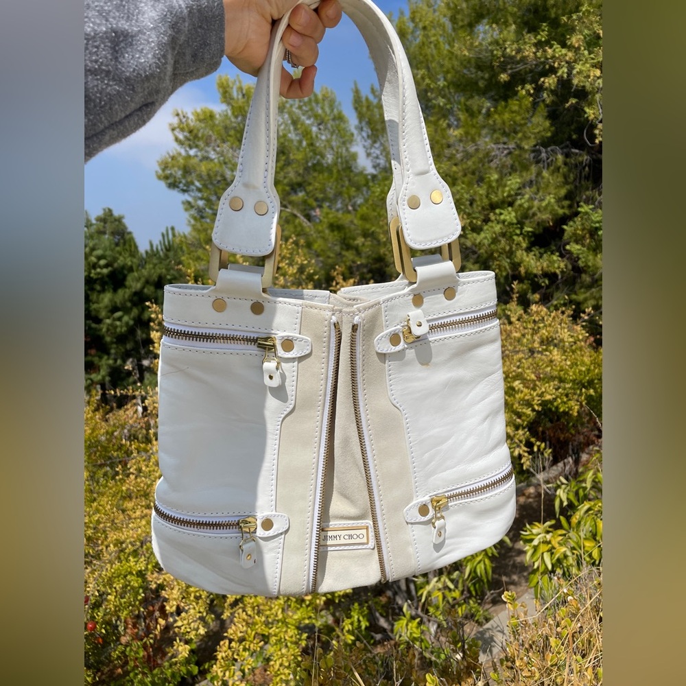 Jimmy Choo White suede and leather bag